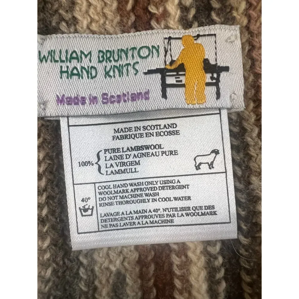 VTG William Brunton Hand Knits Scarf 100% Lambswool Made Scotland Striped Fringe